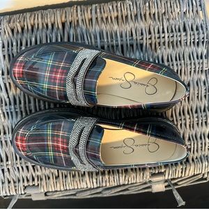 Jessica Simpson Everlyn Rhinestone Plaid Penny Loafer